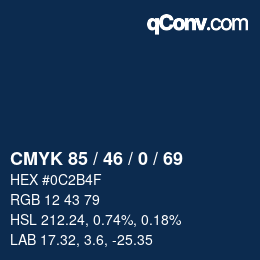 Color code: CMYK 85 / 46 / 0 / 69 | qconv.com