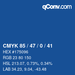 Color code: CMYK 85 / 47 / 0 / 41 | qconv.com