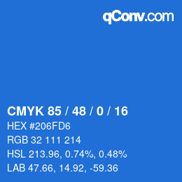 カラーコード: CMYK 85 / 48 / 0 / 16 | qconv.com