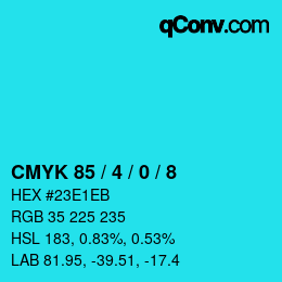 カラーコード: CMYK 85 / 4 / 0 / 8 | qconv.com