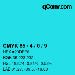 Color code: CMYK 85 / 4 / 0 / 9 | qconv.com