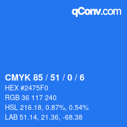 Color code: CMYK 85 / 51 / 0 / 6 | qconv.com