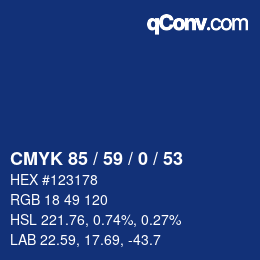 Color code: CMYK 85 / 59 / 0 / 53 | qconv.com