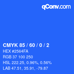 カラーコード: CMYK 85 / 60 / 0 / 2 | qconv.com