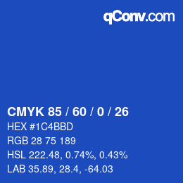 Color code: CMYK 85 / 60 / 0 / 26 | qconv.com