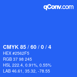 カラーコード: CMYK 85 / 60 / 0 / 4 | qconv.com
