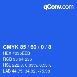 Farbcode: CMYK 85 / 60 / 0 / 8 | qconv.com