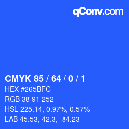 Código de color: CMYK 85 / 64 / 0 / 1 | qconv.com