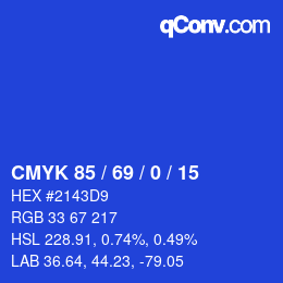 Color code: CMYK 85 / 69 / 0 / 15 | qconv.com