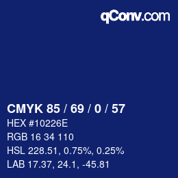 カラーコード: CMYK 85 / 69 / 0 / 57 | qconv.com
