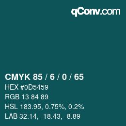 颜色代码: CMYK 85 / 6 / 0 / 65 | qconv.com