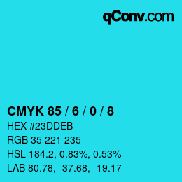 颜色代码: CMYK 85 / 6 / 0 / 8 | qconv.com