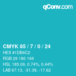 Color code: CMYK 85 / 7 / 0 / 24 | qconv.com