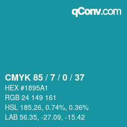 Color code: CMYK 85 / 7 / 0 / 37 | qconv.com