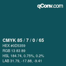 颜色代码: CMYK 85 / 7 / 0 / 65 | qconv.com