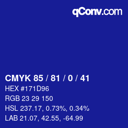 颜色代码: CMYK 85 / 81 / 0 / 41 | qconv.com