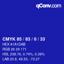 颜色代码: CMYK 85 / 83 / 0 / 33 | qconv.com