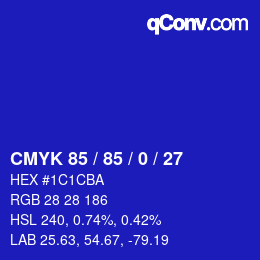 カラーコード: CMYK 85 / 85 / 0 / 27 | qconv.com