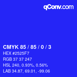 颜色代码: CMYK 85 / 85 / 0 / 3 | qconv.com