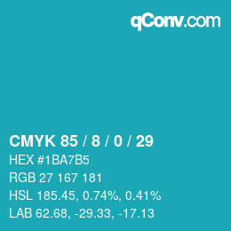 Color code: CMYK 85 / 8 / 0 / 29 | qconv.com