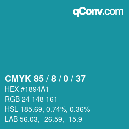 颜色代码: CMYK 85 / 8 / 0 / 37 | qconv.com