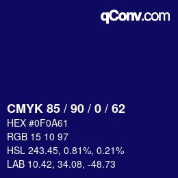 カラーコード: CMYK 85 / 90 / 0 / 62 | qconv.com
