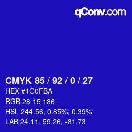 Color code: CMYK 85 / 92 / 0 / 27 | qconv.com