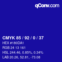カラーコード: CMYK 85 / 92 / 0 / 37 | qconv.com