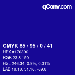 颜色代码: CMYK 85 / 95 / 0 / 41 | qconv.com