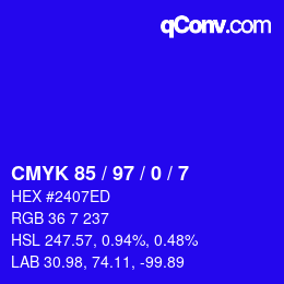 カラーコード: CMYK 85 / 97 / 0 / 7 | qconv.com