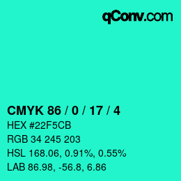Color code: CMYK 86 / 0 / 17 / 4 | qconv.com