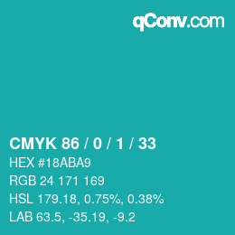 Color code: CMYK 86 / 0 / 1 / 33 | qconv.com