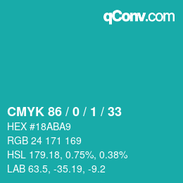 Color code: CMYK 86 / 0 / 1 / 33 | qconv.com