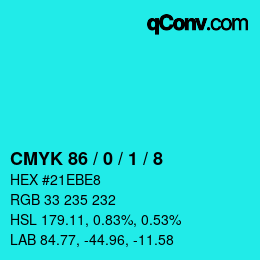 Color code: CMYK 86 / 0 / 1 / 8 | qconv.com