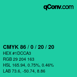Color code: CMYK 86 / 0 / 20 / 20 | qconv.com