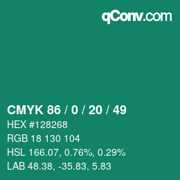 Color code: CMYK 86 / 0 / 20 / 49 | qconv.com
