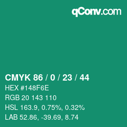 Código de color: CMYK 86 / 0 / 23 / 44 | qconv.com
