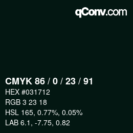 Color code: CMYK 86 / 0 / 23 / 91 | qconv.com
