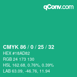 Color code: CMYK 86 / 0 / 25 / 32 | qconv.com