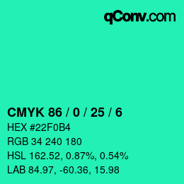 Color code: CMYK 86 / 0 / 25 / 6 | qconv.com