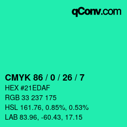 Color code: CMYK 86 / 0 / 26 / 7 | qconv.com