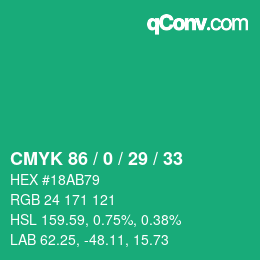 Color code: CMYK 86 / 0 / 29 / 33 | qconv.com