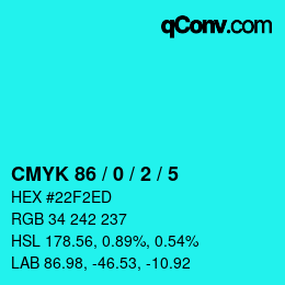 カラーコード: CMYK 86 / 0 / 2 / 5 | qconv.com