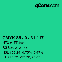 カラーコード: CMYK 86 / 0 / 31 / 17 | qconv.com
