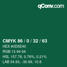 颜色代码: CMYK 86 / 0 / 32 / 63 | qconv.com