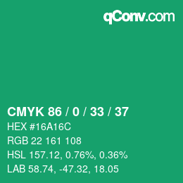 Código de color: CMYK 86 / 0 / 33 / 37 | qconv.com