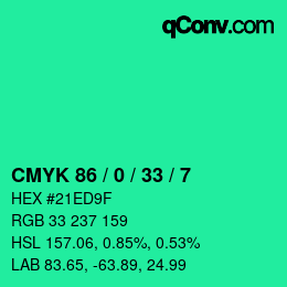 Color code: CMYK 86 / 0 / 33 / 7 | qconv.com