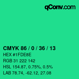 カラーコード: CMYK 86 / 0 / 36 / 13 | qconv.com