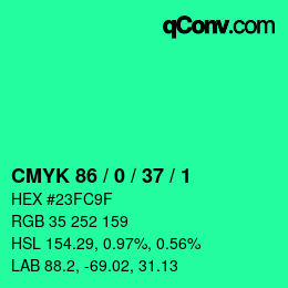 Código de color: CMYK 86 / 0 / 37 / 1 | qconv.com