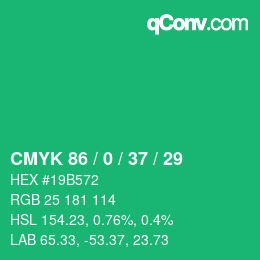 Código de color: CMYK 86 / 0 / 37 / 29 | qconv.com